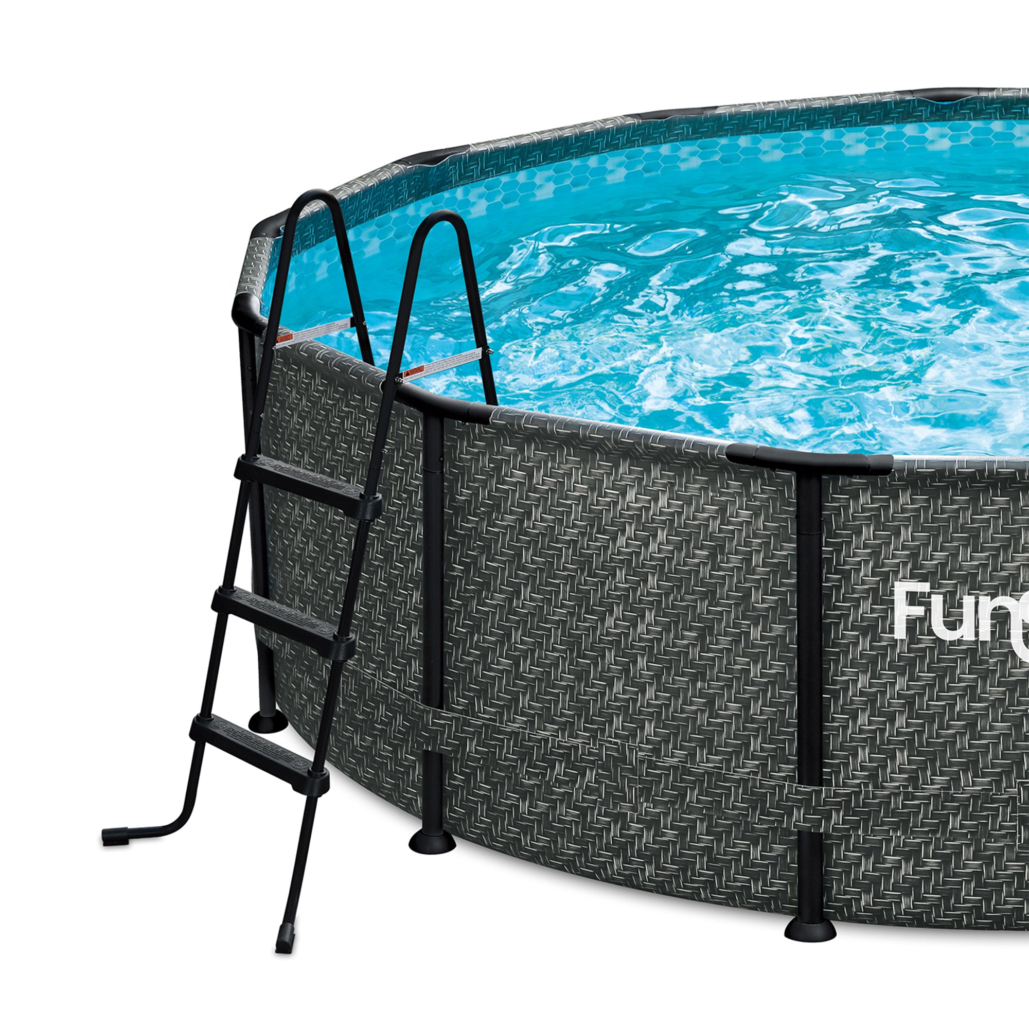 Funsicle 36 Inch SureStep 3 Stair Pool Ladder with 12' x 30" Round Swimming Pool - VMInnovations