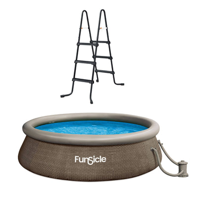 Funsicle 36” SureStep 3 Stair Pool Ladder with 12' x 36" QuickSet Ring Top Pool