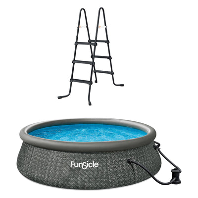 Funsicle SureStep 36 Inch 3 Stair Pool Ladder with QuickSet Above Ground Pool