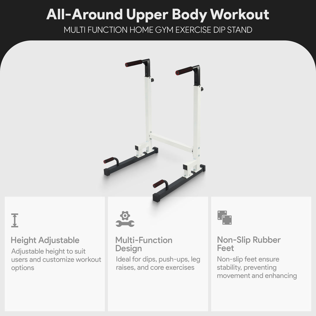 BalanceFrom Multi Function Home Gym Dip Stand, 500lb Capacity, White (Open Box)