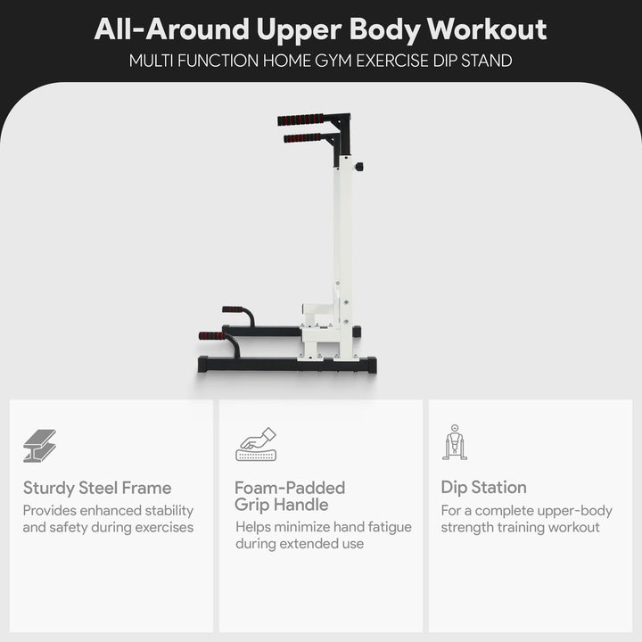 BalanceFrom Multi Function Home Gym Dip Stand, 500lb Capacity, White (Open Box)