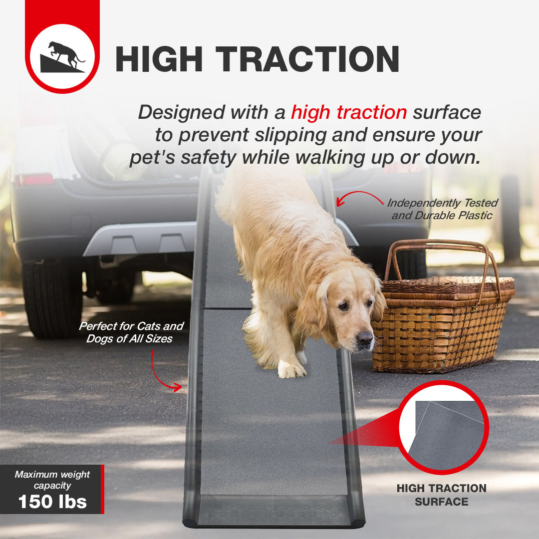 Elevon Pet Ramp, Portable Lightweight, High Traction Surface, 62", Gray (Used)