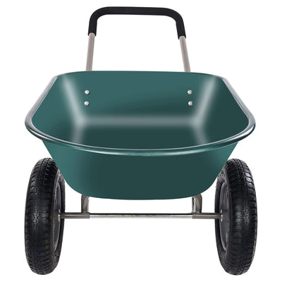 Elevon 2 Wheel Utility Wheelbarrow, Yard Cart w/ Built-in Stand, Green(Open Box)