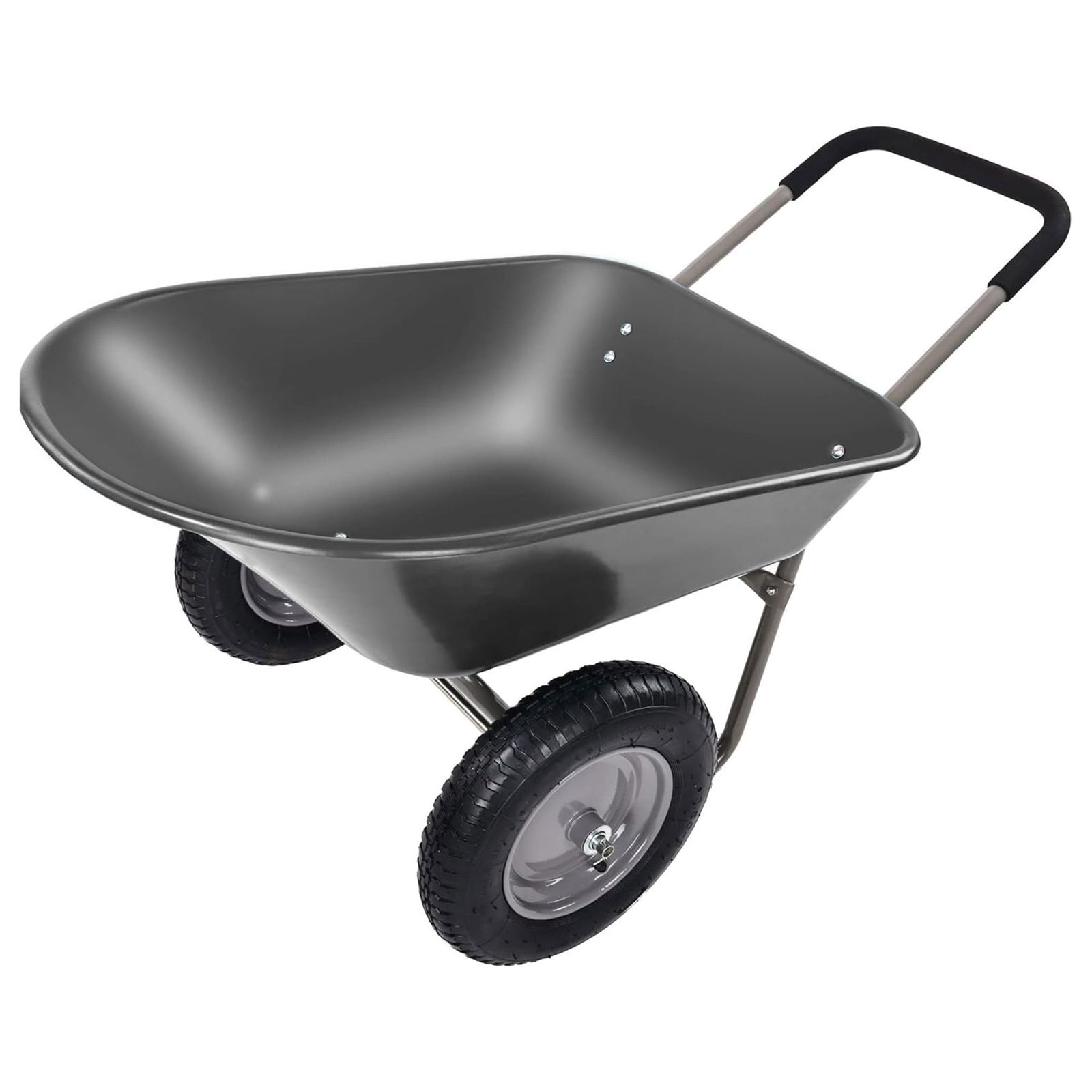Elevon 2 Wheel Gardening Utility Wheelbarrow, Yard Cart w/ Built-in Stand, Black - VMInnovations
