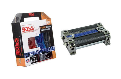 BOSS KIT2 8 Ga Car Amplifier Wiring Kit + BOSS CAP8 8 Farad Digital Capacitor