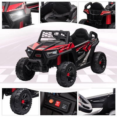 TOBBI 12 Volt Kids Ride on Electric Car Off Road UTV Truck with Horn, Red - VMInnovations