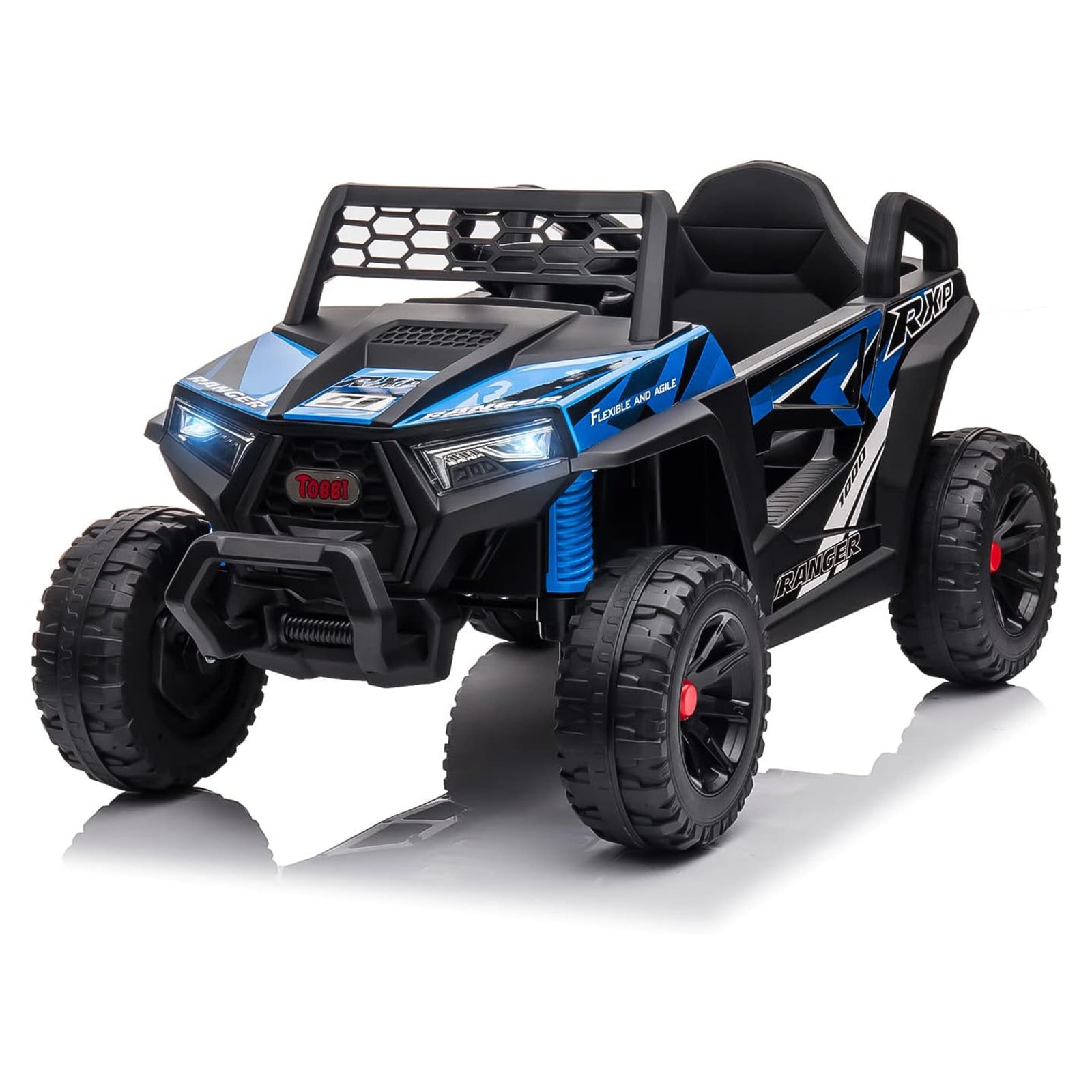TOBBI 12 Volt Kids Ride on Electric Car Off Road UTV Truck with Horn, Blue - VMInnovations