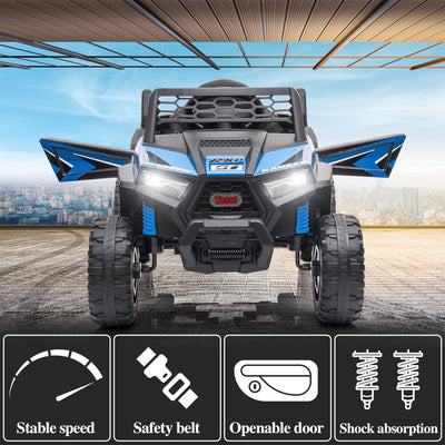 TOBBI 12 Volt Kids Ride on Electric Car Off Road UTV Truck with Horn, Blue - VMInnovations