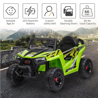 TOBBI 12 Volt Kids Ride on Electric Car Off Road UTV Truck with Horn, Green - VMInnovations