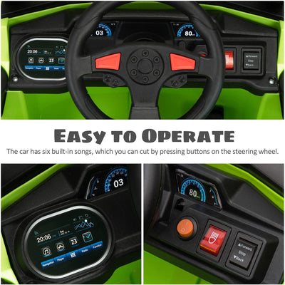 TOBBI 12 Volt Kids Ride on Electric Car Off Road UTV Truck with Horn, Green - VMInnovations