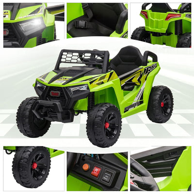 TOBBI 12 Volt Kids Ride on Electric Car Off Road UTV Truck with Horn, Green - VMInnovations