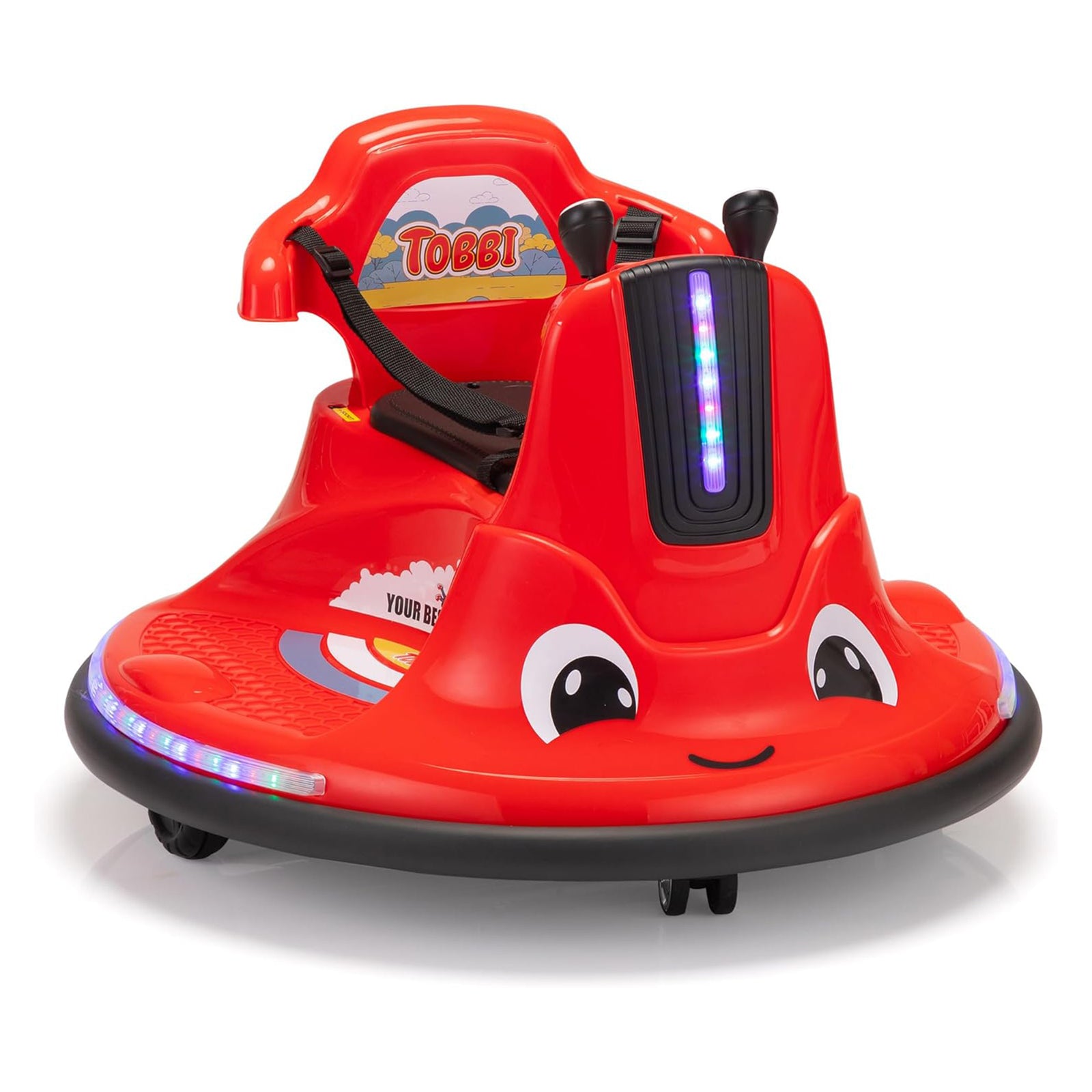 TOBBI 12V Snail Baby Bumper Electric Car, Kids Ride On Toy with Remote, Red - VMInnovations