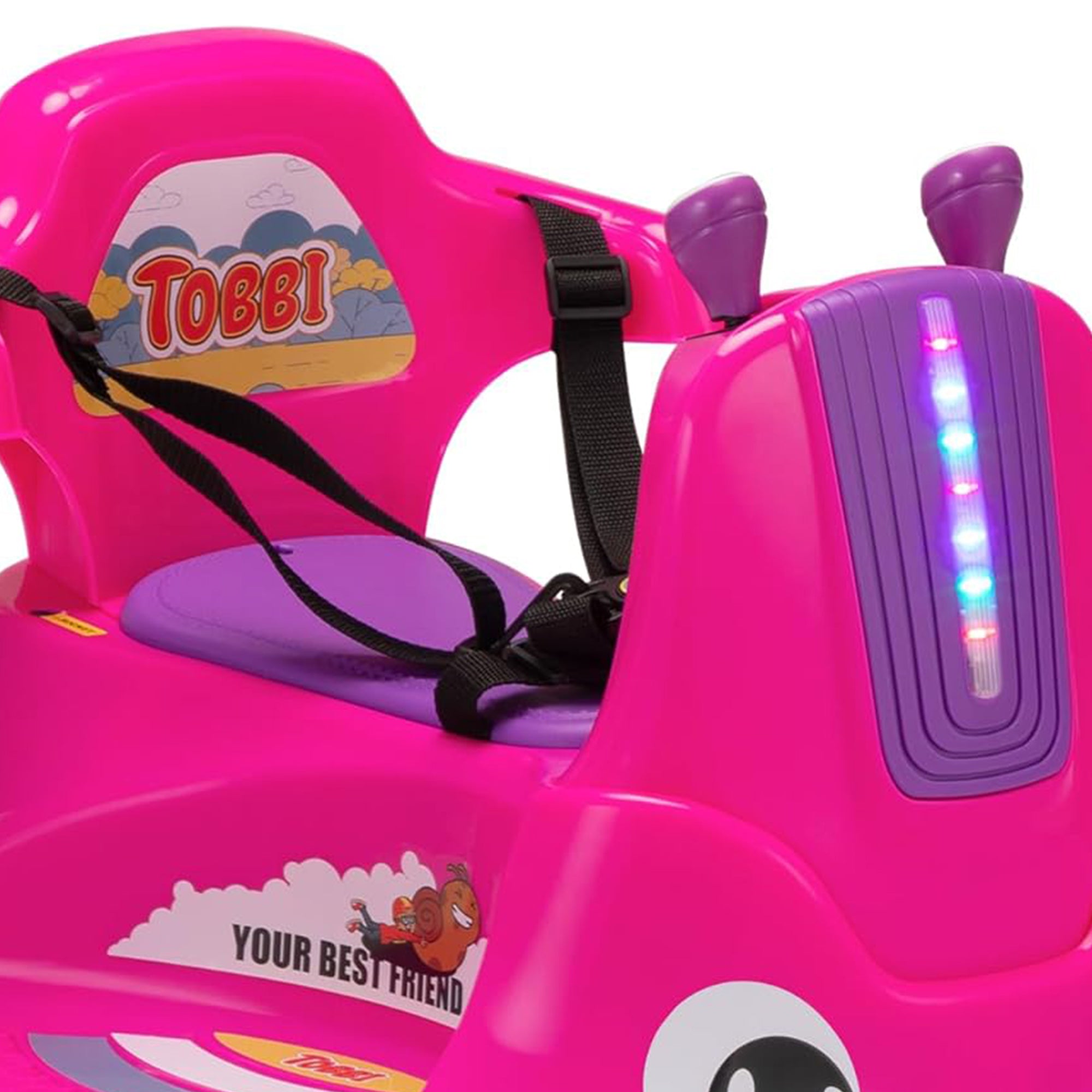 TOBBI 12V Snail Baby Bumper Electric Car, Kids Ride On Toy with Remote, Rose Red - VMInnovations