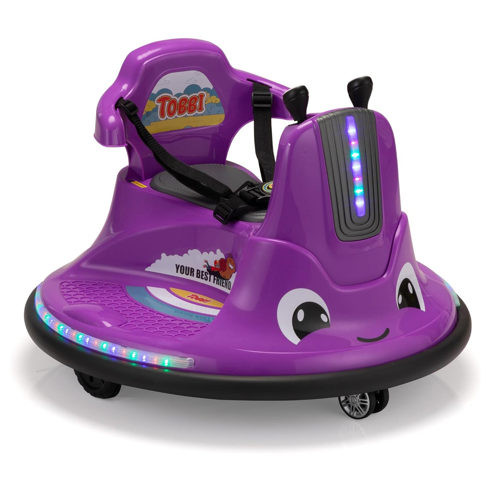 TOBBI 12V Snail Baby Bumper Electric Car, Kids Ride On Toy with Remote, Purple - VMInnovations