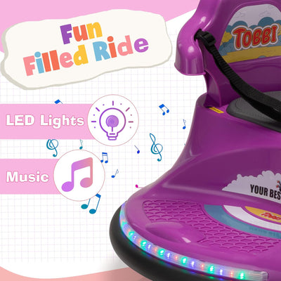 TOBBI 12V Snail Baby Bumper Electric Car, Kids Ride On Toy with Remote, Purple - VMInnovations