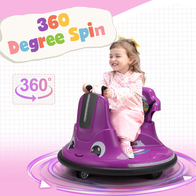 TOBBI 12V Snail Baby Bumper Electric Car, Kids Ride On Toy with Remote, Purple - VMInnovations