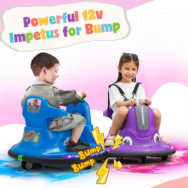 TOBBI 12V Snail Baby Bumper Electric Car, Kids Ride On Toy with Remote, Purple