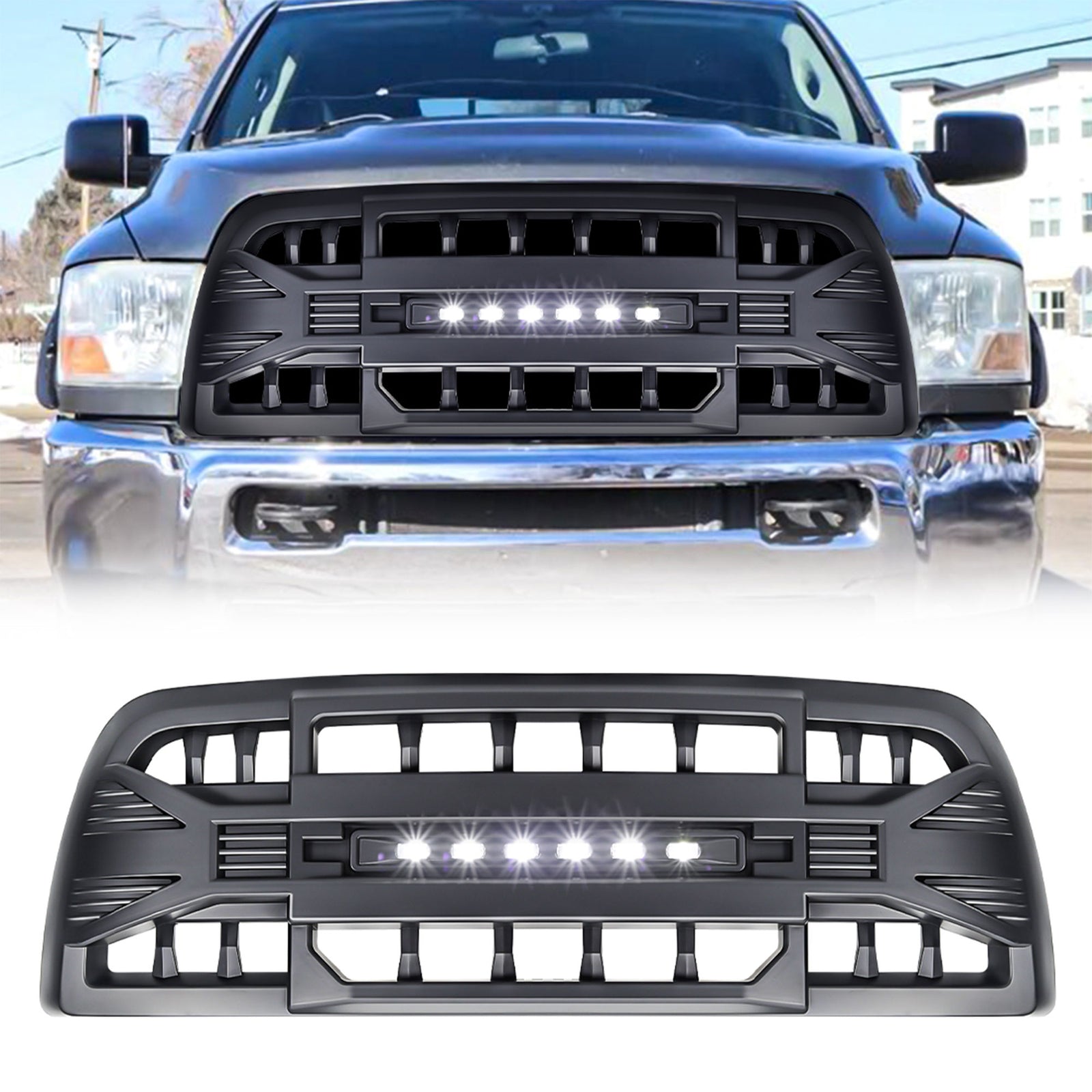 AMERICAN MODIFIED Grille for 13-18 Dodge Ram 2500/3500, Matte Black (For Parts) - VMInnovations