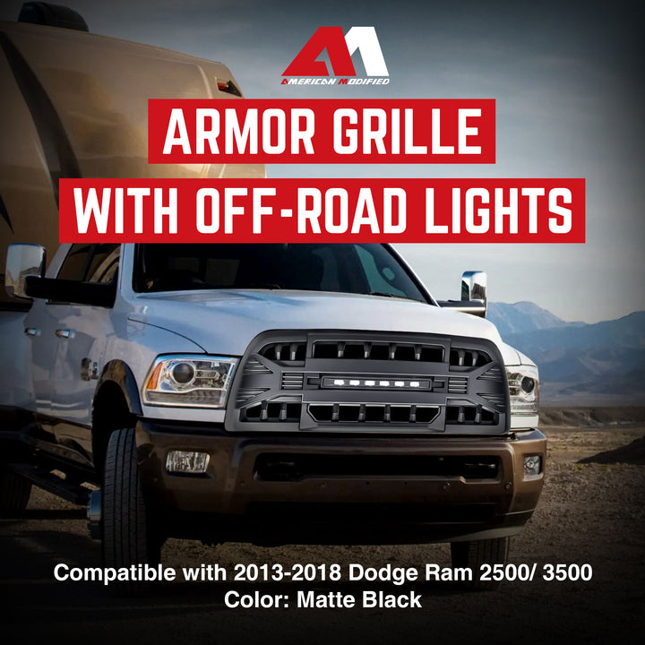 AMERICAN MODIFIED Armor Grille for '13-'18 Dodge Ram 2500/3500, Black (Open Box)