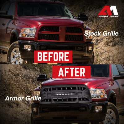 AMERICAN MODIFIED Grille for 13-18 Dodge Ram 2500/3500, Matte Black (For Parts) - VMInnovations