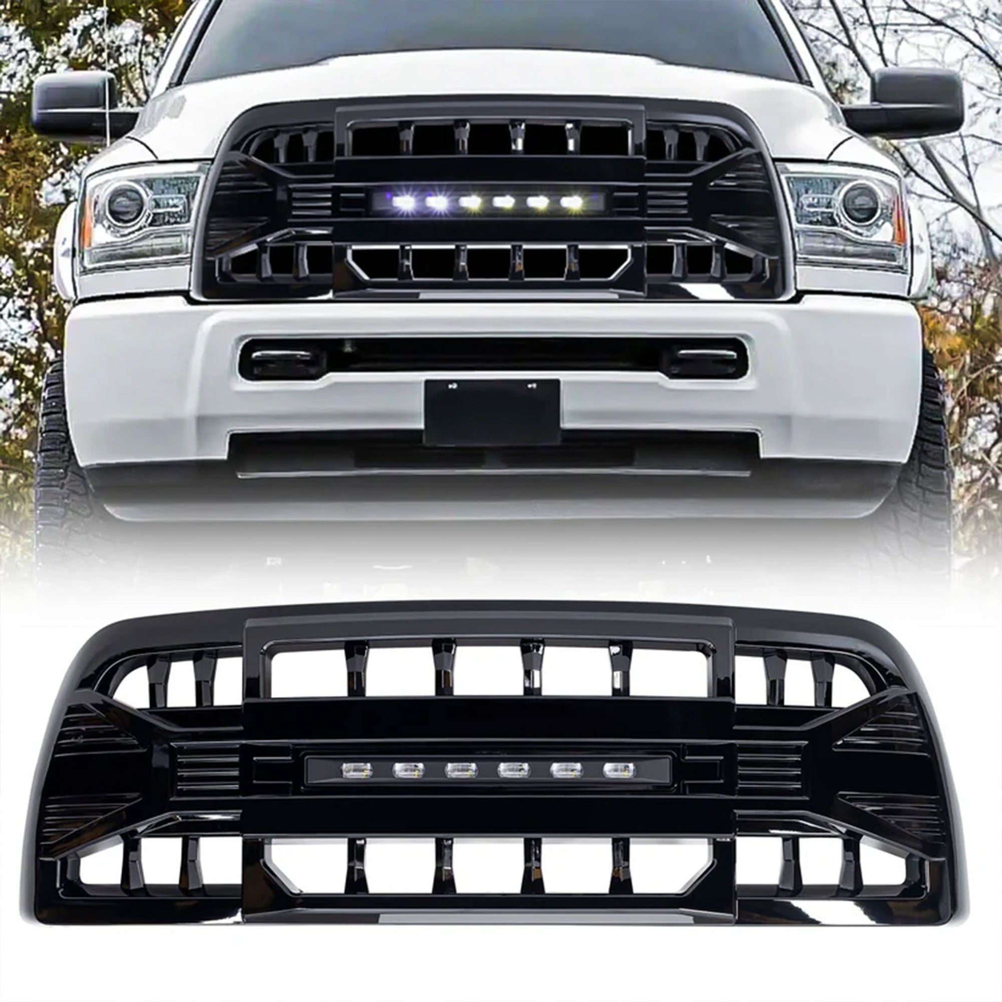 AMERICAN MODIFIED Armor Grille for 2013-2018 Dodge Ram 2500/3500, Glossy Black - VMInnovations