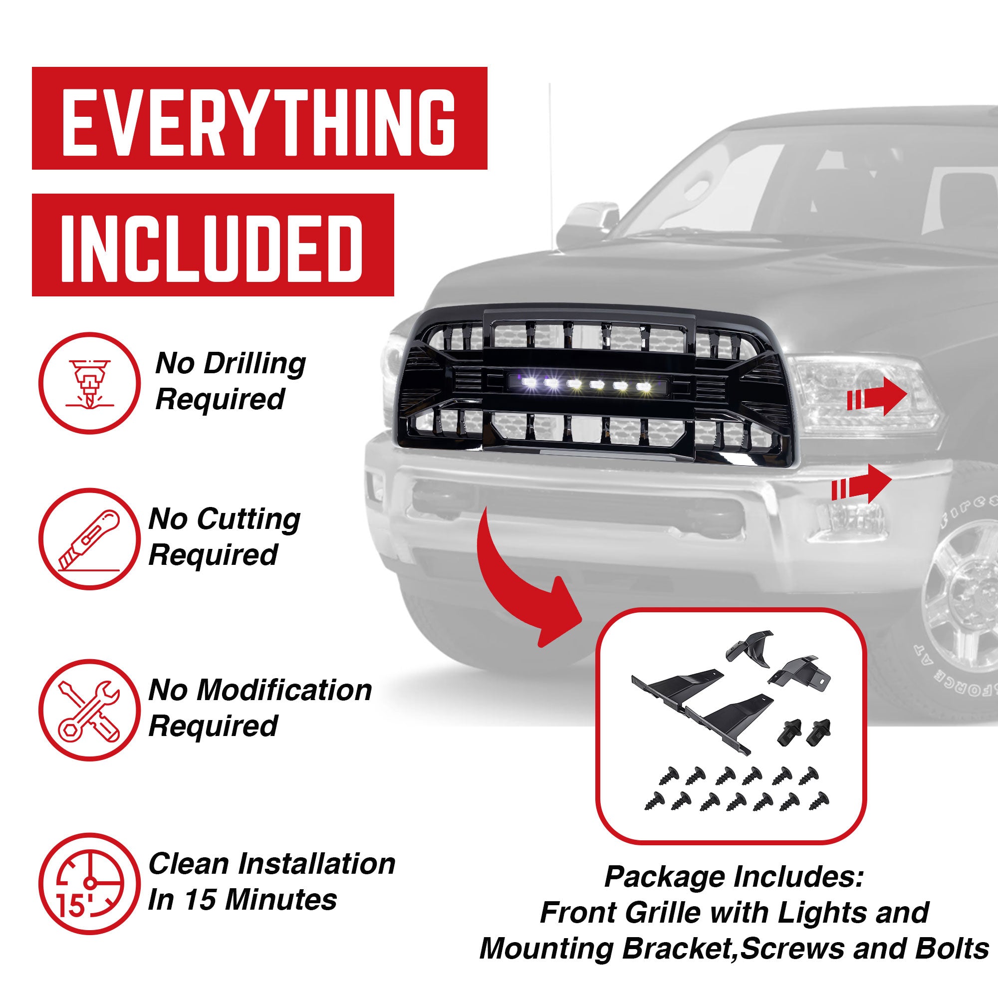 AMERICAN MODIFIED Armor Grille for 2013-18 Dodge Ram2500/3500, Black (Open Box) - VMInnovations