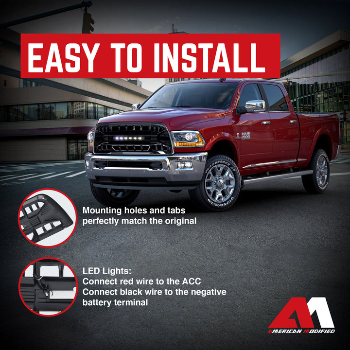 AMERICAN MODIFIED Armor Grille for 2013-18 Dodge Ram2500/3500, Black (Open Box)