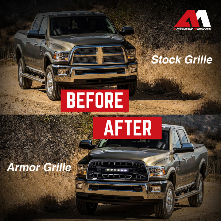 AMERICAN MODIFIED Armor Grille for 2013-18 Dodge Ram2500/3500, Black (Open Box)