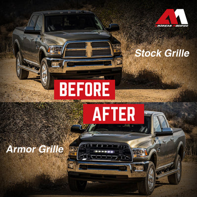 AMERICAN MODIFIED Armor Grille for 2013-18 Dodge Ram2500/3500, Black (Open Box) - VMInnovations