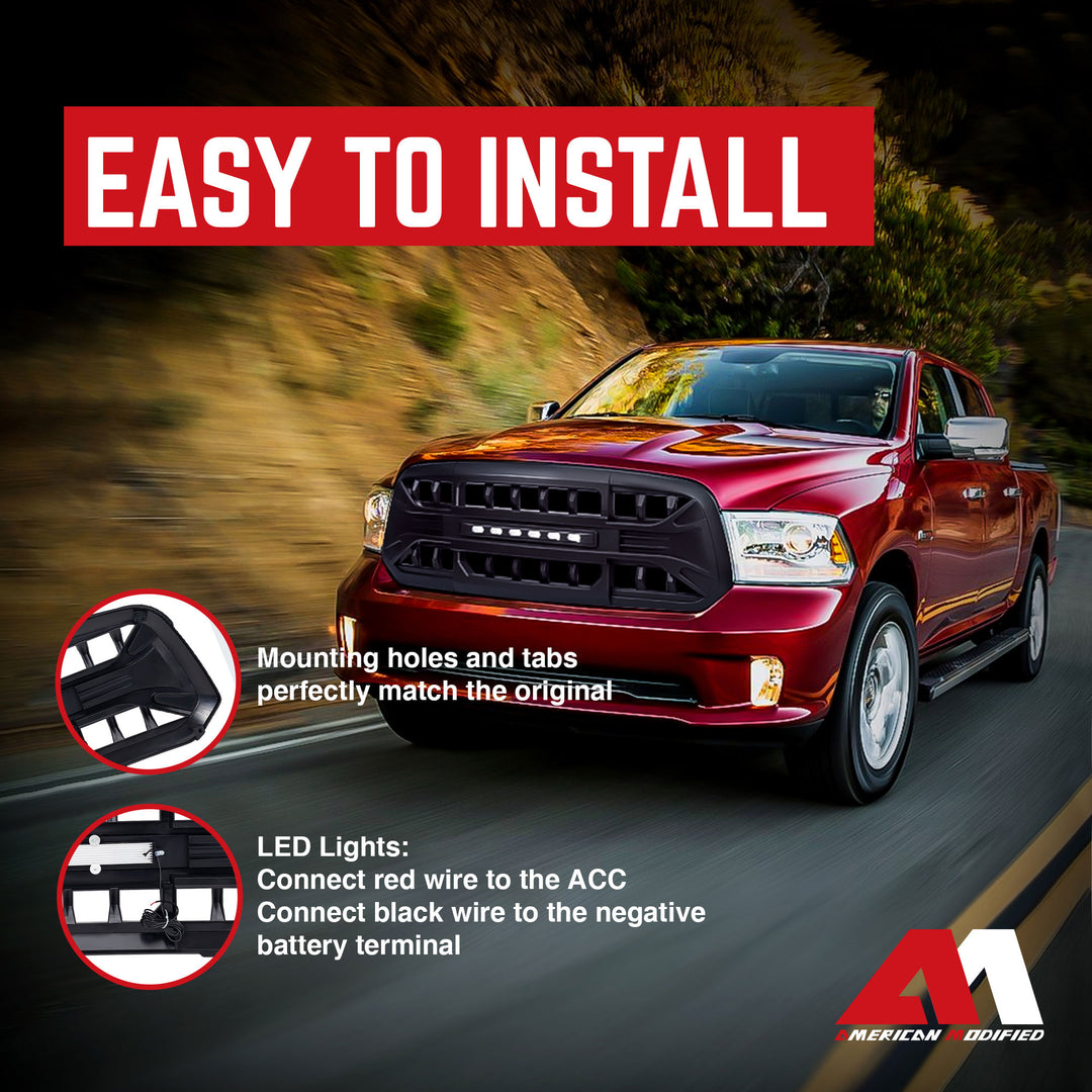 AMERICAN MODIFIED Armor Grille 13-18 Dodge Ram 1500, 19-23 Ram 1500(Open Box)