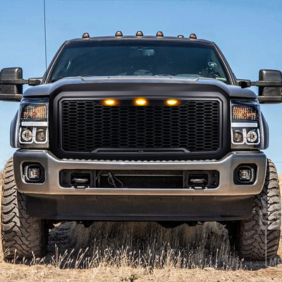 AMERICAN MODIFIED Front Grille for 2011-2016 Ford F250/350/450/550, Matte Black