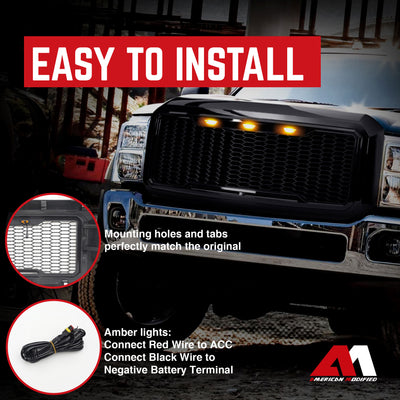 AMERICAN MODIFIED Front Grille for 2011-2016 Ford, Glossy Black (Open Box) - VMInnovations