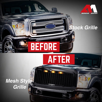 AMERICAN MODIFIED Front Grille for 2011-2016 Ford, Glossy Black (Open Box) - VMInnovations