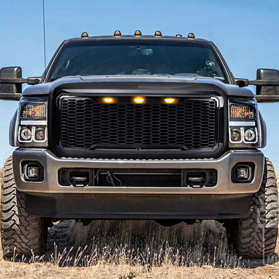 AMERICAN MODIFIED Front Grille for 2011-2016 Ford F250/350/450/550, Glossy Black