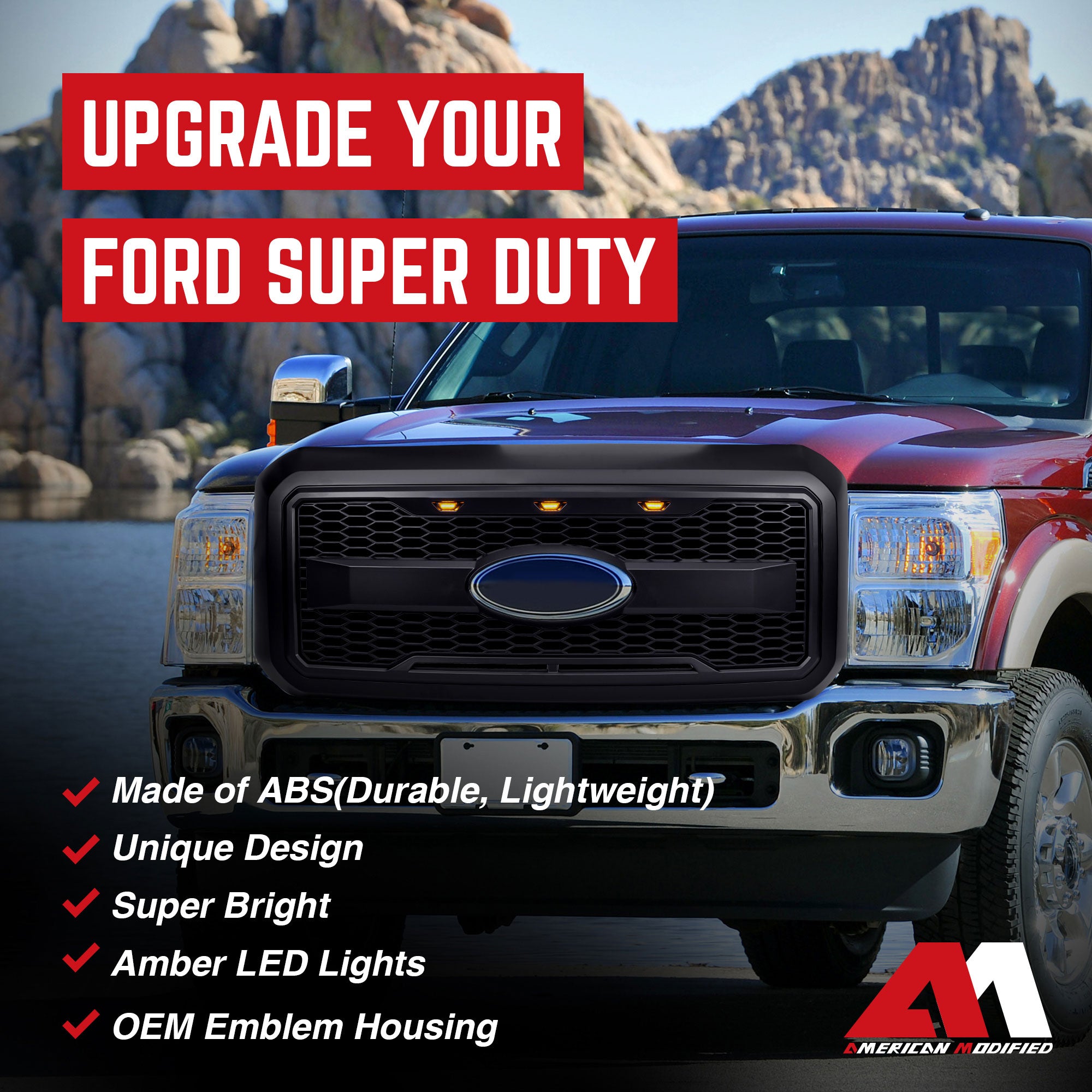 AMERICAN MODIFIED Raptor Style Grille for 11-16 Ford F250/350/450/550 (Open Box) - VMInnovations