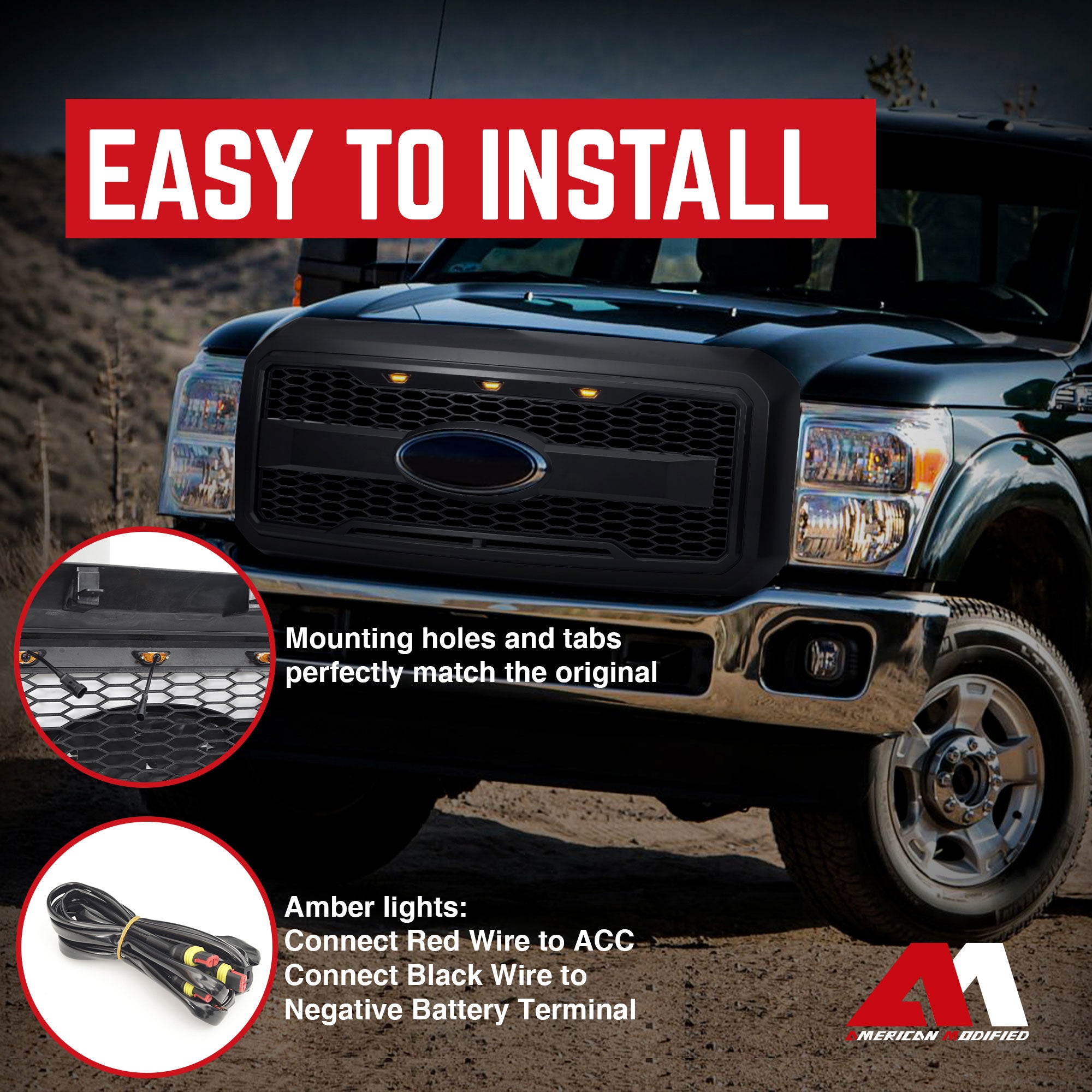AMERICAN MODIFIED Raptor Style Grille for 11-16 Ford F250/350/450/550 (Open Box) - VMInnovations