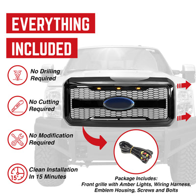 AMERICAN MODIFIED Raptor Mesh Grille for '11-'16 Ford F250/350/450/550(Open Box)