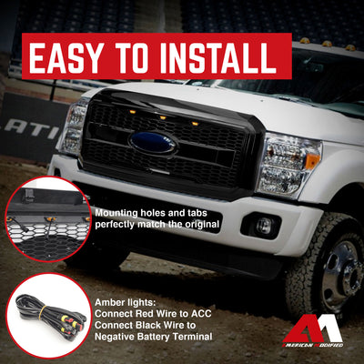 AMERICAN MODIFIED Raptor Style Mesh Grille for 2011-2016 Ford F250/350/450/550 - VMInnovations
