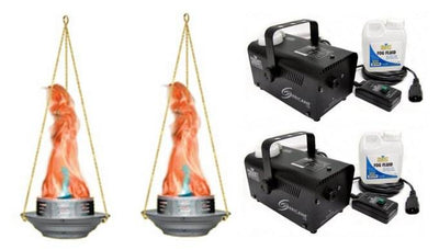 (2) CHAUVET BOB LED DJ Club Fire Flame Simulator Lights + (2) H700 Fog Machines