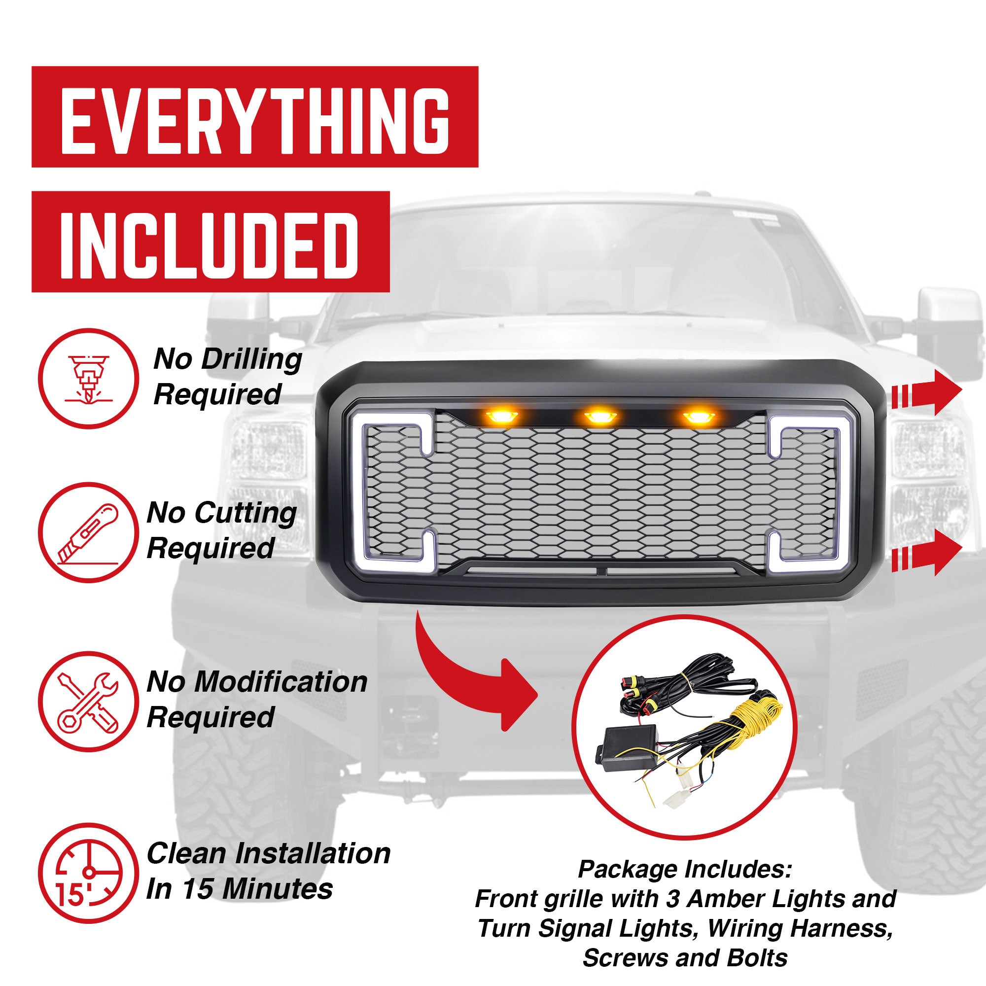 AMERICAN MODIFIED Raptor Style Grille for 11-16 Ford F250/350/450/550 (Open Box) - VMInnovations