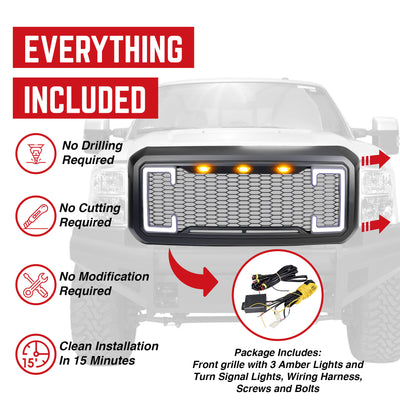 AMERICAN MODIFIED Raptor Style Grille for 11-16 Ford F250/350/450/550 (Open Box) - VMInnovations