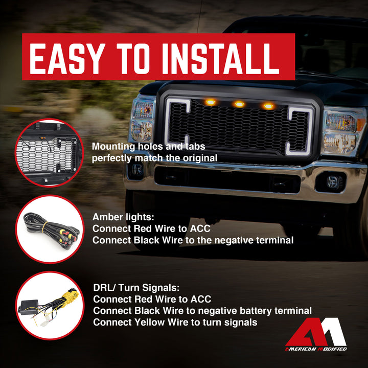 AMERICAN MODIFIED Raptor Style Grille for 11-16 Ford F250/350/450/550 (Open Box)