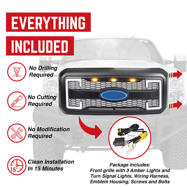 AMERICAN MODIFIED Raptor Style Grille 2011-16 Ford F250/350/450/550(Open Box)