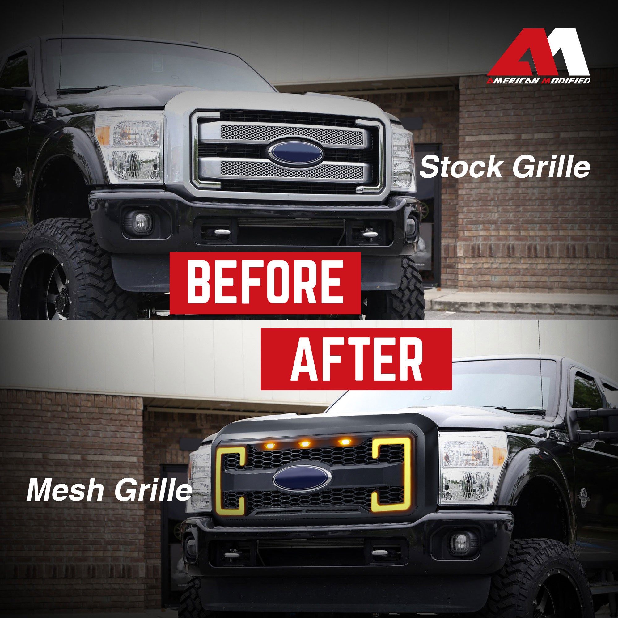 AMERICAN MODIFIED Raptor Style Mesh Grille for 2011-2016 Ford F250/350/450/550 - VMInnovations