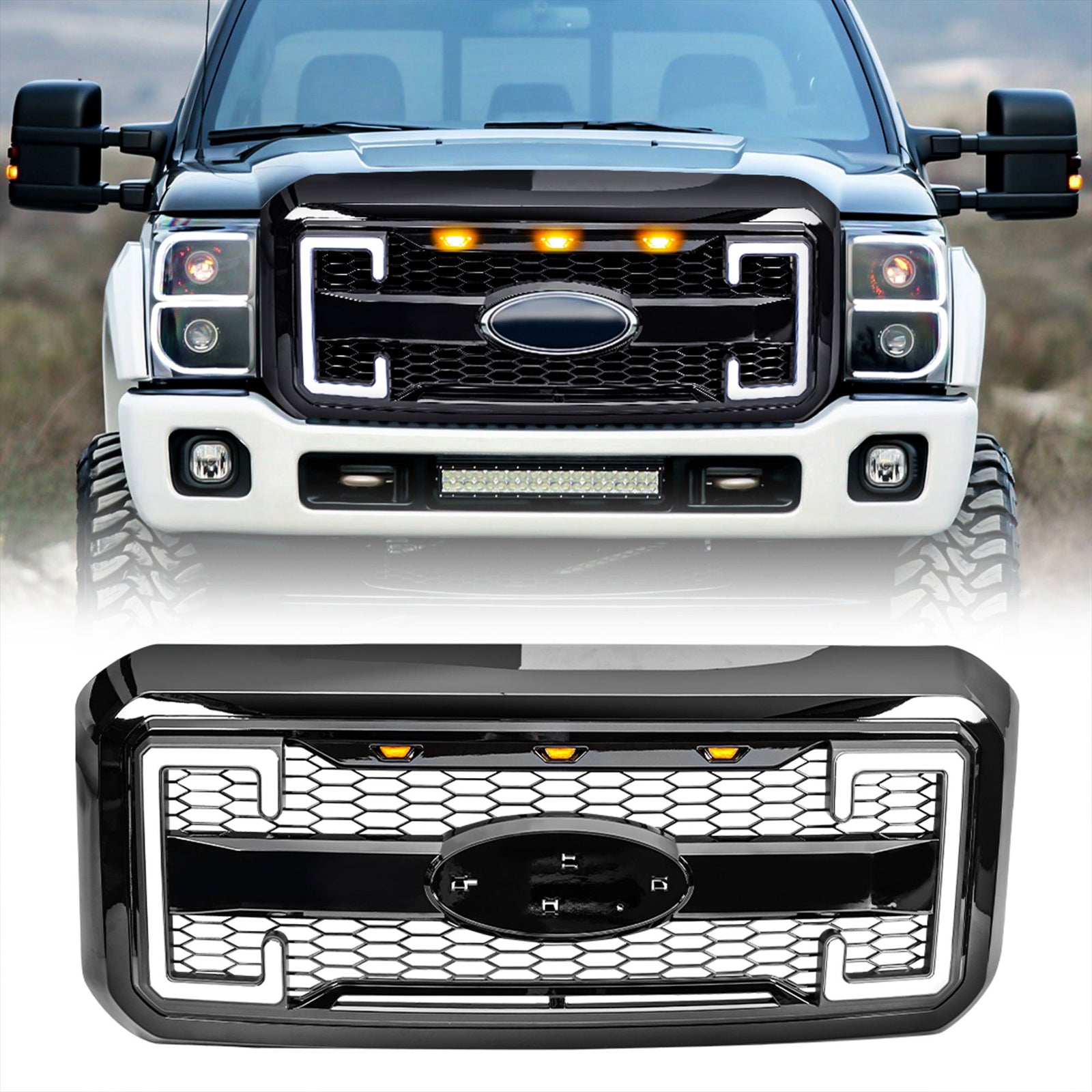AMERICAN MODIFIED Raptor Style Mesh Grille for 2011-16 Ford F250-550 (Open Box) - VMInnovations