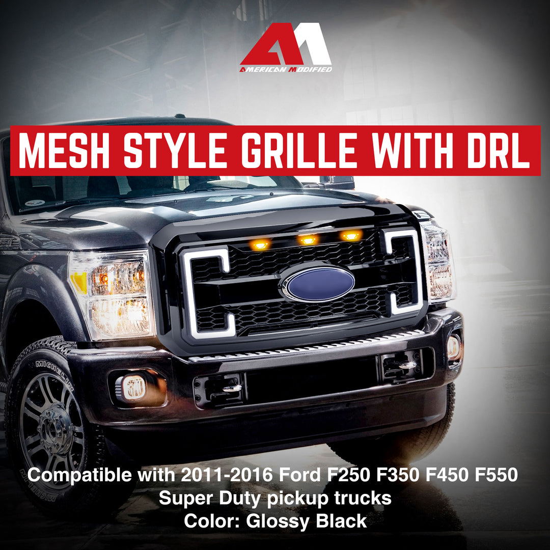 AMERICAN MODIFIED Raptor Style Mesh Grille for 2011-16 Ford F250-550 (Open Box)