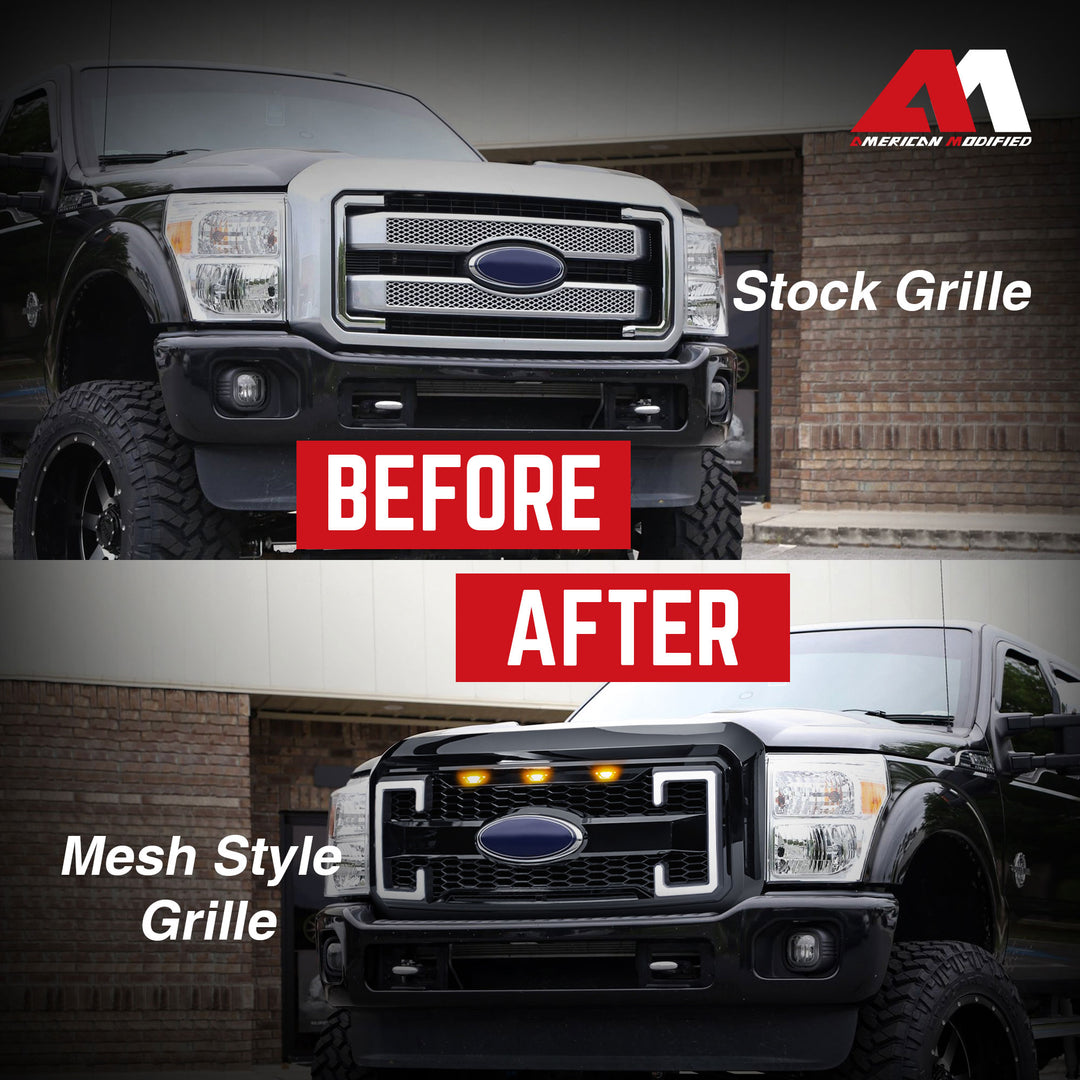 AMERICAN MODIFIED Raptor Style Mesh Grille for 2011-16 Ford F250-550 (Open Box)