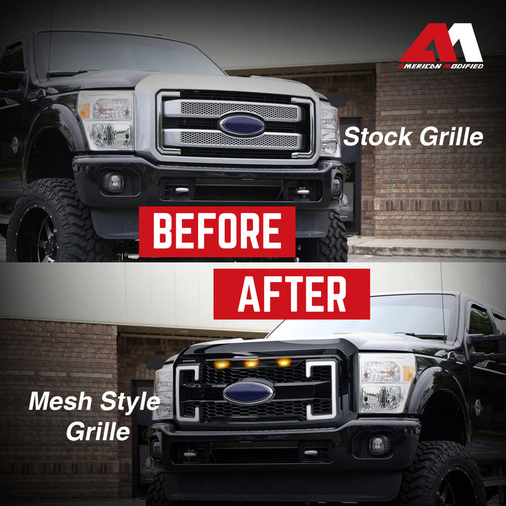 AMERICAN MODIFIED Raptor Style Mesh Grille for 2011-16 Ford F250-550 (Open Box)