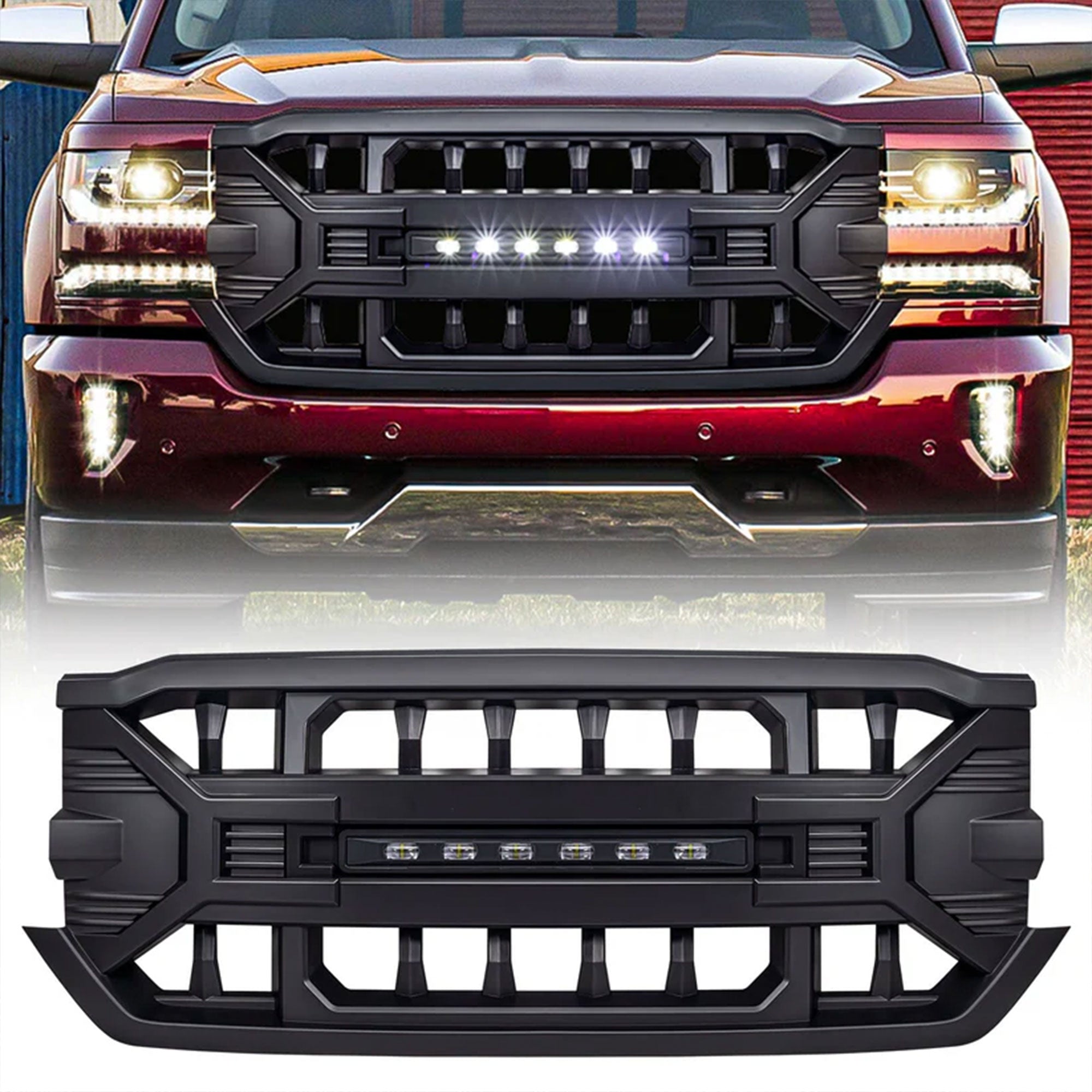 AMERICAN MODIFIED Armor Grille for 16-19 Chevy Silverado 1500, Black (Open Box) - VMInnovations