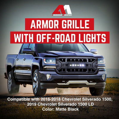 AMERICAN MODIFIED Armor Grille for 16-19 Chevy Silverado 1500, Black (Open Box) - VMInnovations